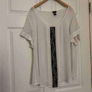 Torrid White Asymmetrical Embellished Blouse Short Sleeve